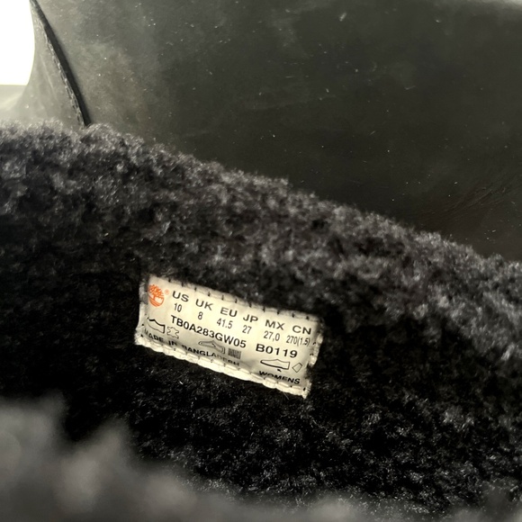 NWOB Timberland Stone Street Mid Faux Fur Black Nubuck Ankle Boots Size 10 - Picture 10 of 10